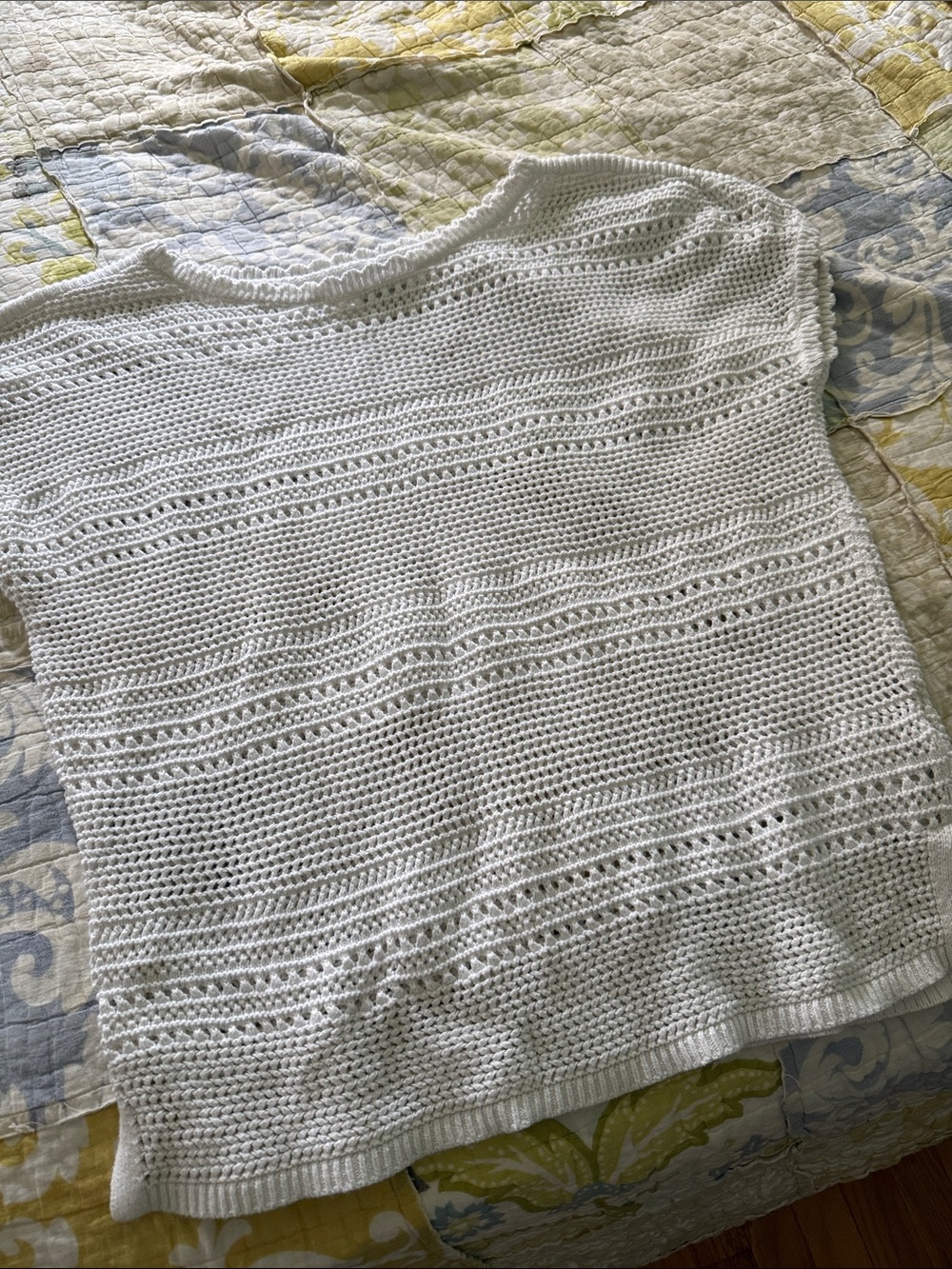 Old Navy White Crochet Knit Scoop Neck Top
